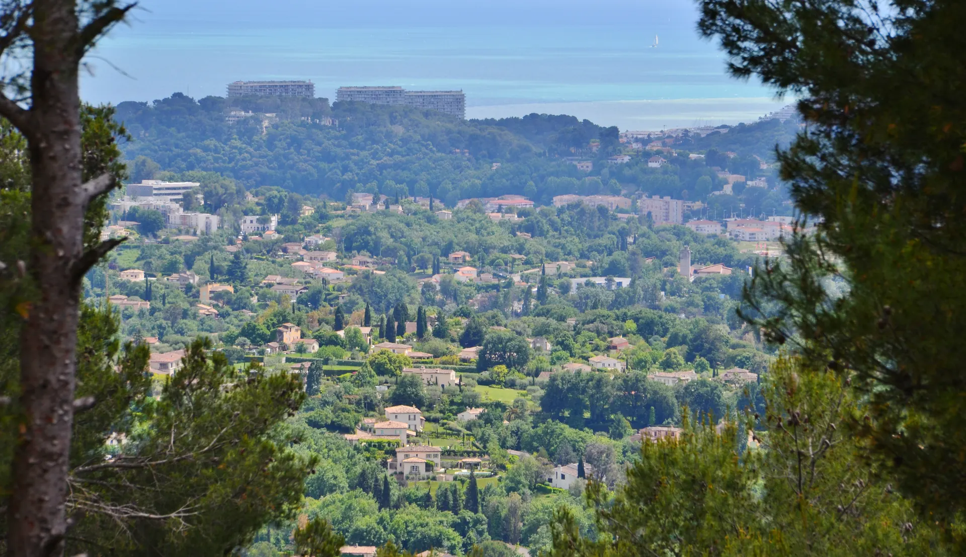Les collines boisées et les villas de Cagnes-sur-Mer